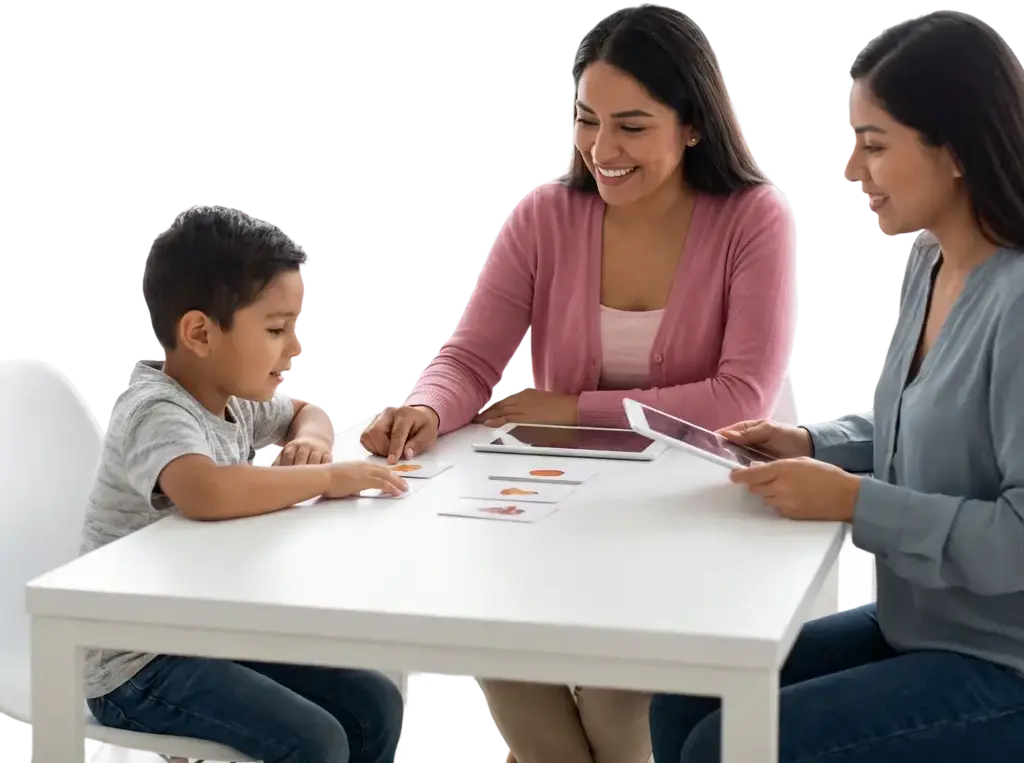 Mujeres terapeutas con un niño